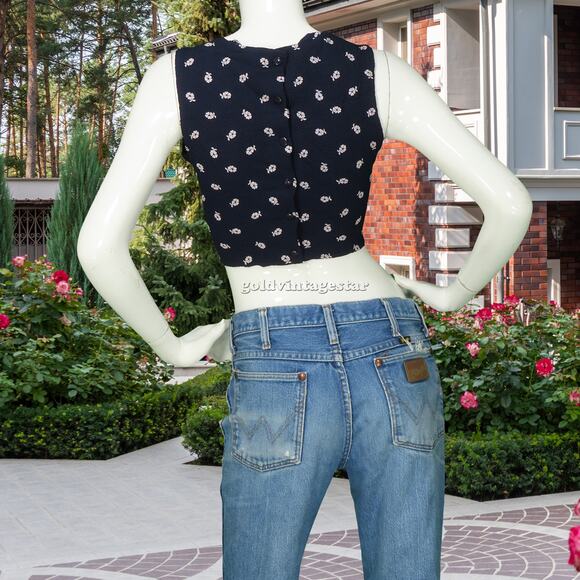 Vintage Ripe Clothing Blue USA Made Cropped Crop Top 3XS - Picture 6 of 10